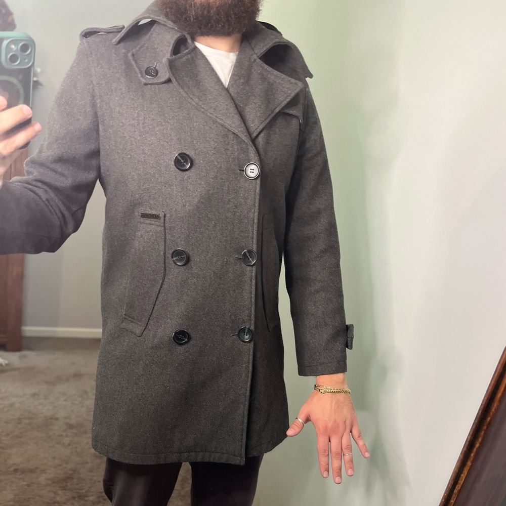 Jack & Jones Gray Double-Breasted Coat